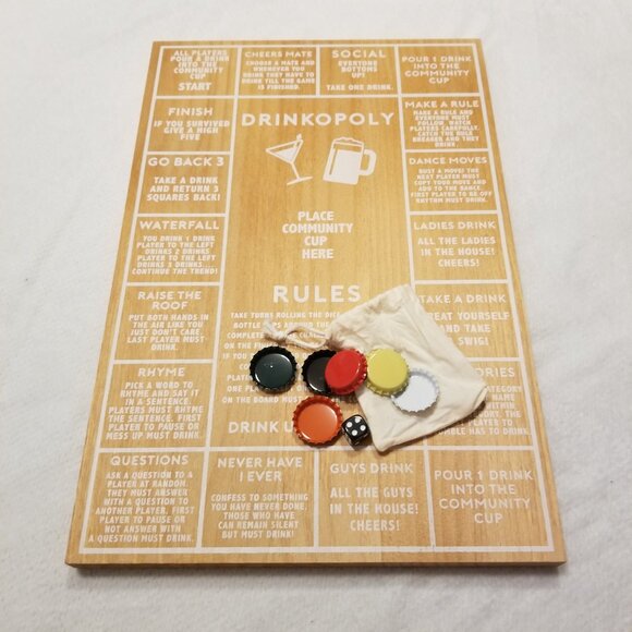 New Drinkopoly Beer Board Game Wooden Version Hammer & Axe BNIB - Picture 4 of 12